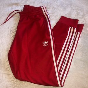 Adidas red classic track pant